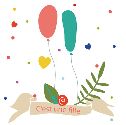 Annonce grossesse fille Ballons "c'est une fille" - Faire Part Magnet
